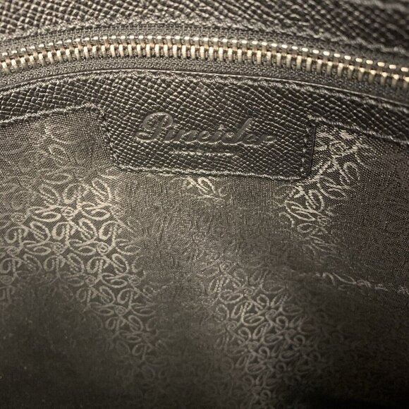 Pineider Black Leather City Chic 2-Handle Large Satchel Bag Briefcase *flaw* - Picture 9 of 16